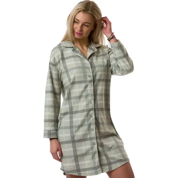 Dámské noční prádlo Dámská noční košile šedá károvaná pohodlná hřejivá 1Z1750 šedá s