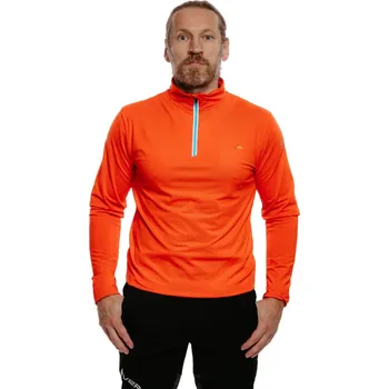 Pánské turistické triko s dlouhým rukávem EVERETT-TEECO ZIP red melange Červená S