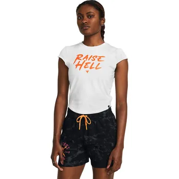 Dámské tričko Dámské triko s krátkým rukávem UNDER ARMOUR PROJECT ROCK-PROJECT ROCK Undrgrnd Cap Slv Tee-WHT Bílá XS