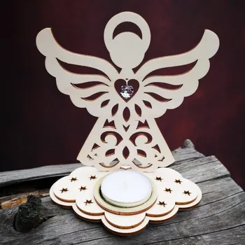 Vánoční dekorace Svícen – Anděl se srdíčkem (Swarovski) – Vitrail Light