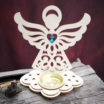 Vánoční dekorace Svícen – Anděl se srdíčkem (Swarovski) – Sapphire AB