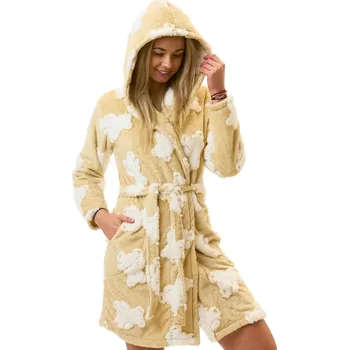 Dámský župan Dámský župan huňatý TEPLÝ béžový s medvědy 1Z1756 béžová xxl