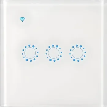 LED páska EwTouch Wi-Fi dotykový vypínač 3CH, eWeLink, No Neutral, skleněný panel, bílý ET-EWL-WF3W