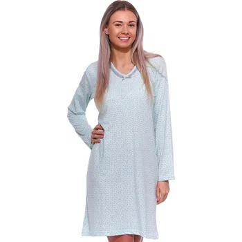 Dámská noční košile Zelinkavá a šedě květovaná noční košilka pro ženy s dlouhými rukávy 1C3873 zelená xxxl