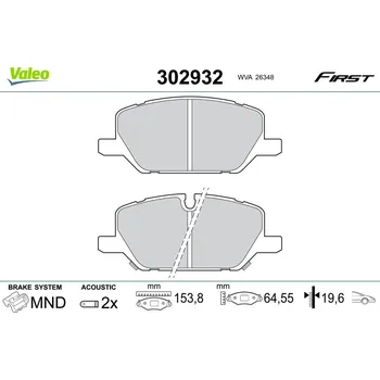 Brzdová destička Sada brzdových destiček, kotoučová brzda VALEO 302932
