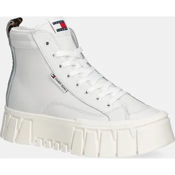 Dámské tenisky Kožené tenisky Tommy Jeans TJW VULC FLATFORM LEOPARD EN0EN02858 bílá 00X, EUR 38