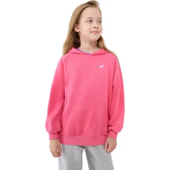 Pánská mikina Dívčí mikina s kapucí 4F JUNIOR-SWEATSHIRT F1478-54S-PINK Růžová 134