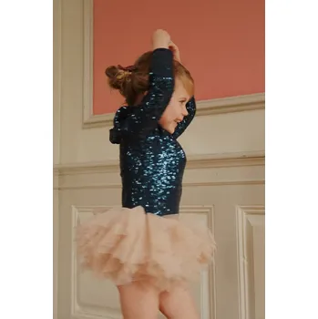 Dámské šaty Dívčí šaty Konges Sløjd BALLERINA GLITTER DRESS KS104208.9BYA námořnická modř 59X, vel. 134-140