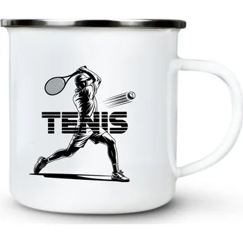 Shadow tenis, černý potisk - Plechový hrnek VELKÝ 400ml (500 ml po okraj) - 400 ml