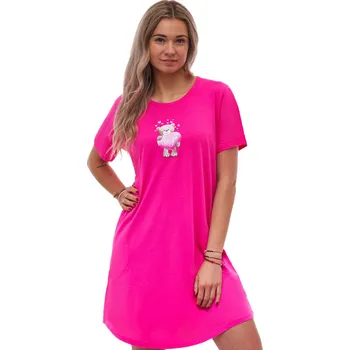 Dámské noční prádlo Dámská bavlněná noční košilka - MEDVÍDEK I LOVE YOU, sytě růžová 1C4055 růžová xl