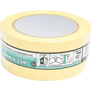 Mako zakrývací stavební PVC lepicí páska, štukatérská, lepí 6 týdnů, šířka 50 mm, délka 33 m