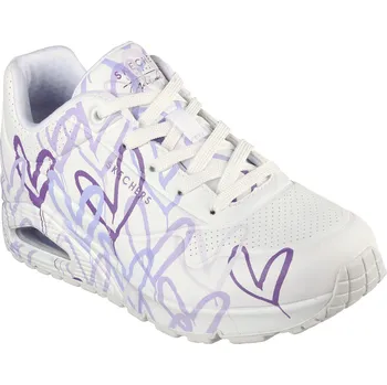 Dámská tenisová obuv Dámská rekreační obuv SKECHERS-Uno Spread The Love W white/multi purple Bílá 41