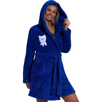 Dámský župan Královsky modrý dámský župan huňatý s kočičkou 1Z1374 modrá xxl