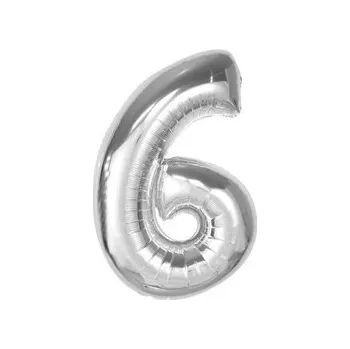 Balónek Fóliový balónek Číslice 6 Stříbrná k narozeninám 92 cm