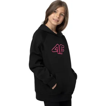 Pánská mikina Dívčí mikina s kapucí 4F JUNIOR-SWEATSHIRT F217-20S-DEEP BLACK Černá 134