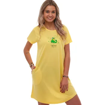 Dámské noční prádlo Dámská noční košilka FUN FACT - žlutá, s motivem ještěrky, bavlna 1C4083 žlutá xl