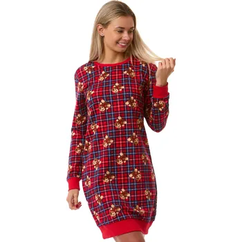 Dámská noční košile Dámská noční košile - teplá bavlna - červená s medvídky 1TB0101 červená s S