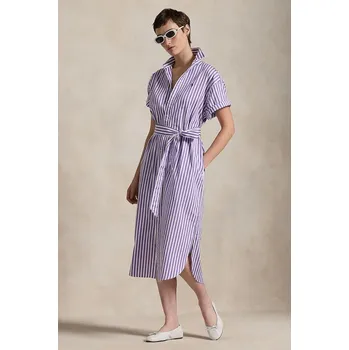 Dámské šaty Bavlněné šaty Polo Ralph Lauren 211959911 fialová 45X, vel. M