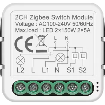 vypínač VAREO ZigBee MINI chytrý spínač, 2CH ZB-MINISW-2CH
