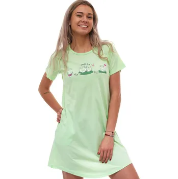 Dámské noční prádlo Světle zelená dámská noční košilka se žabičkami - every day 1C4094 zelená xl