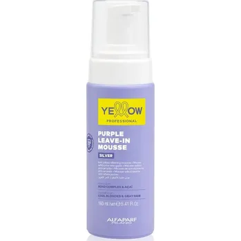 Vlasová regenerace Alfaparf Milano Yellow Silver – fialová bezoplachová pěna proti žlutým tónům 160 ml bezoplachová pěna • pro blond & šedé vlasy • neutralizace žlutých tónů • 160 ml