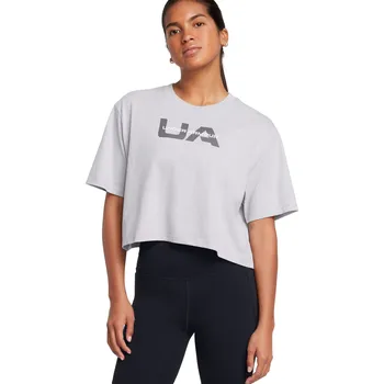 Dámské tričko Dámské triko s krátkým rukávem UNDER ARMOUR-UA W BOXY CROP BRANDED SS-GRY Šedá L