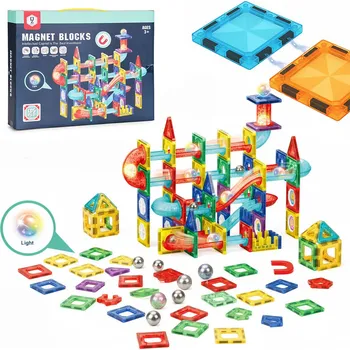 ostatní stavebnice Magnetická stavebnice kuličková dráha LED, 105 dílků