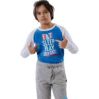 Chlapecké tričko s dlouhým rukávem AUTHORITY KIDS-T-EAT-blue Modrá 104/110