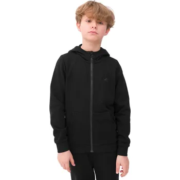 Chlapecké oblečení Chlapecká mikina se zipem 4F JUNIOR-SWEATSHIRT-4FJWSS24TSWSM0926-20S-DEEP BLACK Černá 134