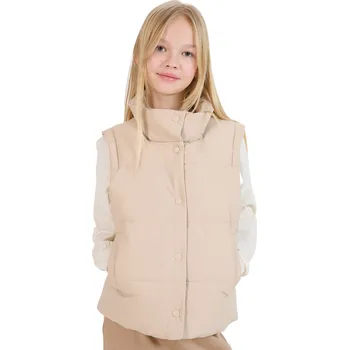 Dívčí bunda Dívčí vesta 4F JUNIOR-VEST JACKET-JWSS25TVJAF167-82S-BROWN Hnědá 128