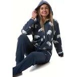 Hřejivé dámské fleecové pyžamo s kapucí lední medvědi 1Z1512 modrá l