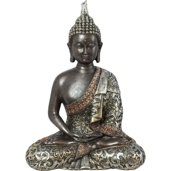 Dini Buddha Polyresin 26 cm hnědý/stříbrný