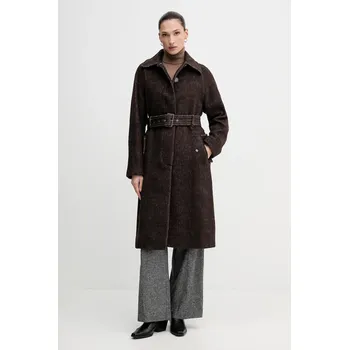 Dámský kabát Kabát s příměsí vlny Sisley 21FKLN06C hnědá 88X, vel. 40