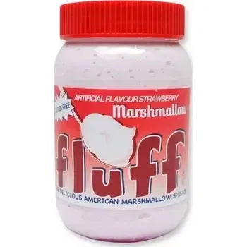 Marshmallow krém FLUFF v dóze 213 g JAHODA (marshmallow pomazánka / s jahodovou příchutí / v dóze / made in USA)