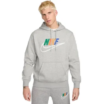 Pánská mikina Pánská mikina s kapucí NIKE-M NK CLUB BB HDY FUTURA BLOCK-063 DK GREY HEATHER/SMOKE GRY Šedá XL