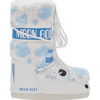 Dámské holínky Juniorské vysoké zimní boty MOON BOOT-MB ICON YETI FAUX FUR-JR-AF19 WHITE/LIGHT BLUE Bílá 27/30