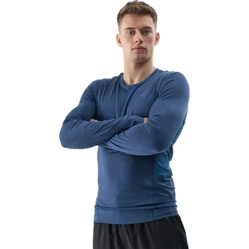 Pánské tréninkové tričko s dlouhým rukávem 4F-LONGSLEEVE FNK-WSS24TFLOM183-32S-DENIM Modrá XXL