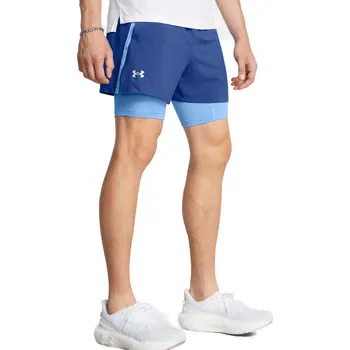 Pánské tréninkové kraťasy UNDER ARMOUR-UA LAUNCH 5 2-IN-1 SHORTS-BLU Modrá XXL