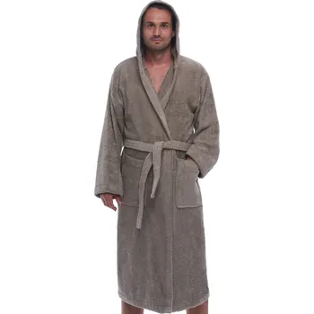 Pánský župan Pánský župan s kapucí, froté bavlna, silná gramáž, kapsy, světle hnědý a béžový 1ZF3079 béžová s