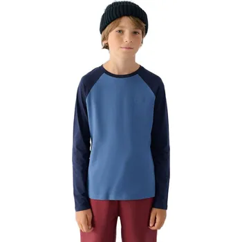 Pánské tričko Chlapecké tričko s dlouhým rukávem 4F JUNIOR-LONGSLEEVE-JWAW24TLONM293-32S-DENIM Modrá 134
