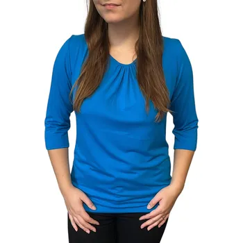 Dámská halenka Halenka Ina tyrkysový s řaseným výstřihem do lemu Velikost Ina: 46