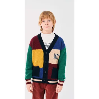 Dívčí svetr Dětský kardigan s příměsí vlny Bobo Choses 224AC121 vícebarevná MLC, vel. 155