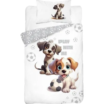 Povlečení DETEXPOL Povlečení do postýlky Štěňata šedá Bavlna, 100/135, 40/60 cm AKCE