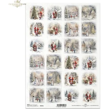 Umělecký papír Rýžový papír na decoupage ITD - Děti v zimě - R2451