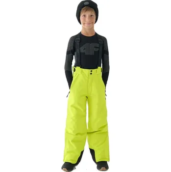 Snowboardové kalhoty Chlapecké lyžařské kalhoty 4F JUNIOR-TROUSERS FNK-JWAW24TFTRM656-45S-CANARY GREEN Zelená 146