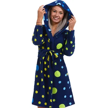 Dámský župan Modrý luxusní dámský teplý župan s různými puntíky 1Z1216 modrá m