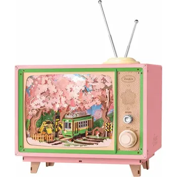 3D puzzle RoboTime 3D dřevěná skládačka hrací skříňky Projížďka v sakurovém lese