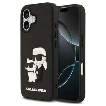 Karl Lagerfeld 3D Rubber Karl and Choupette Zadní Kryt pro iPhone 17 Black