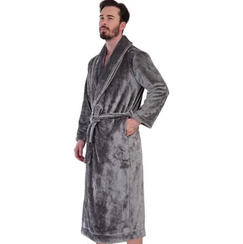 Pánský župan Župan pro muže huňatý šedý v dlouhé délce s límcem 1Z1679 šedá s