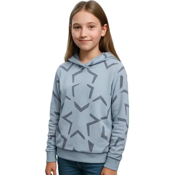 Pánská mikina Dívčí mikina s kapucí 4F JUNIOR-SWEATSHIRT F1937-4FJWAW25TSWSF1937-34A-LIGHT BLUE ALLOVER Modrá 140